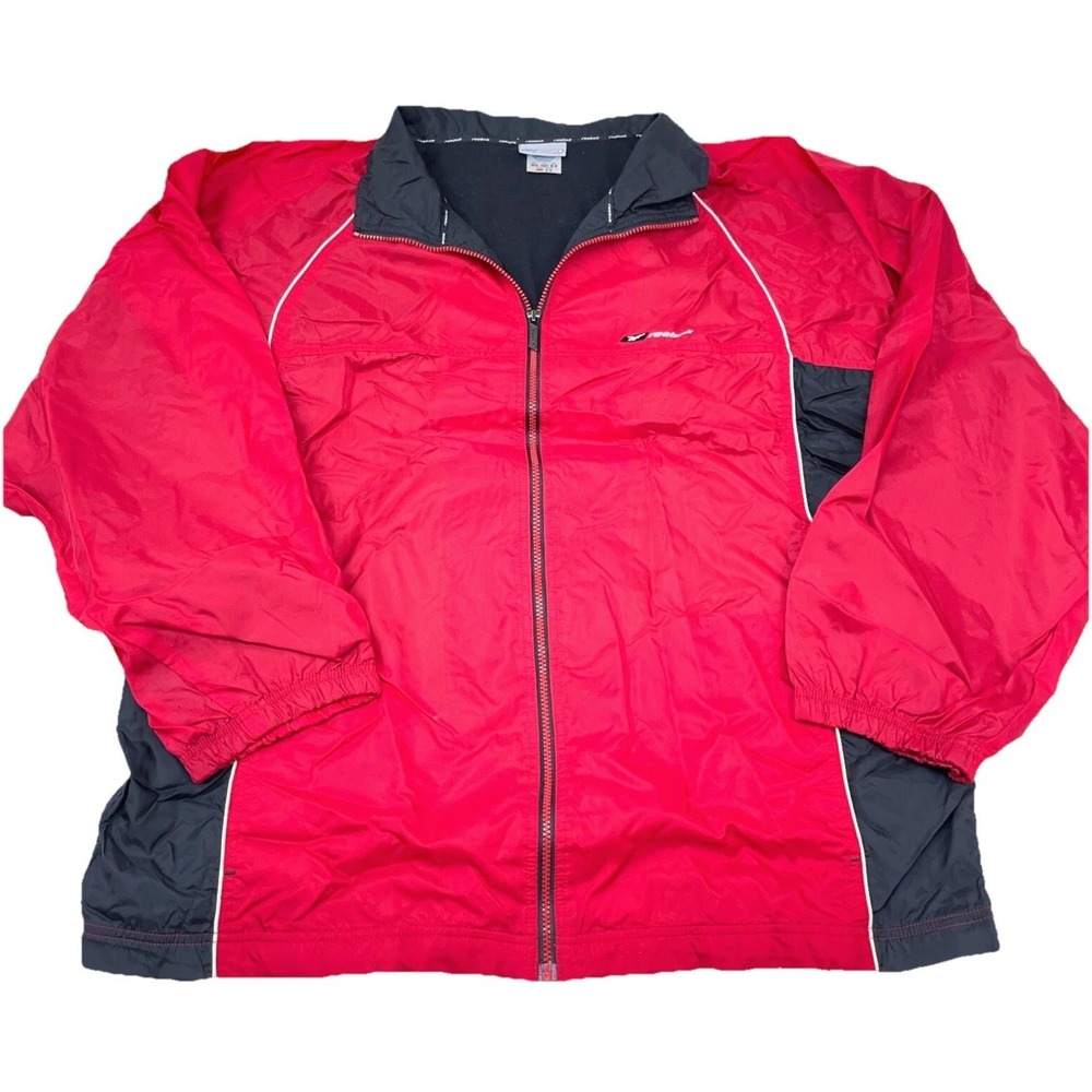 Vintage Reebok Jacket Men XXL 2XL Red Black Windbreaker Track Suit Warm Up Y2K *